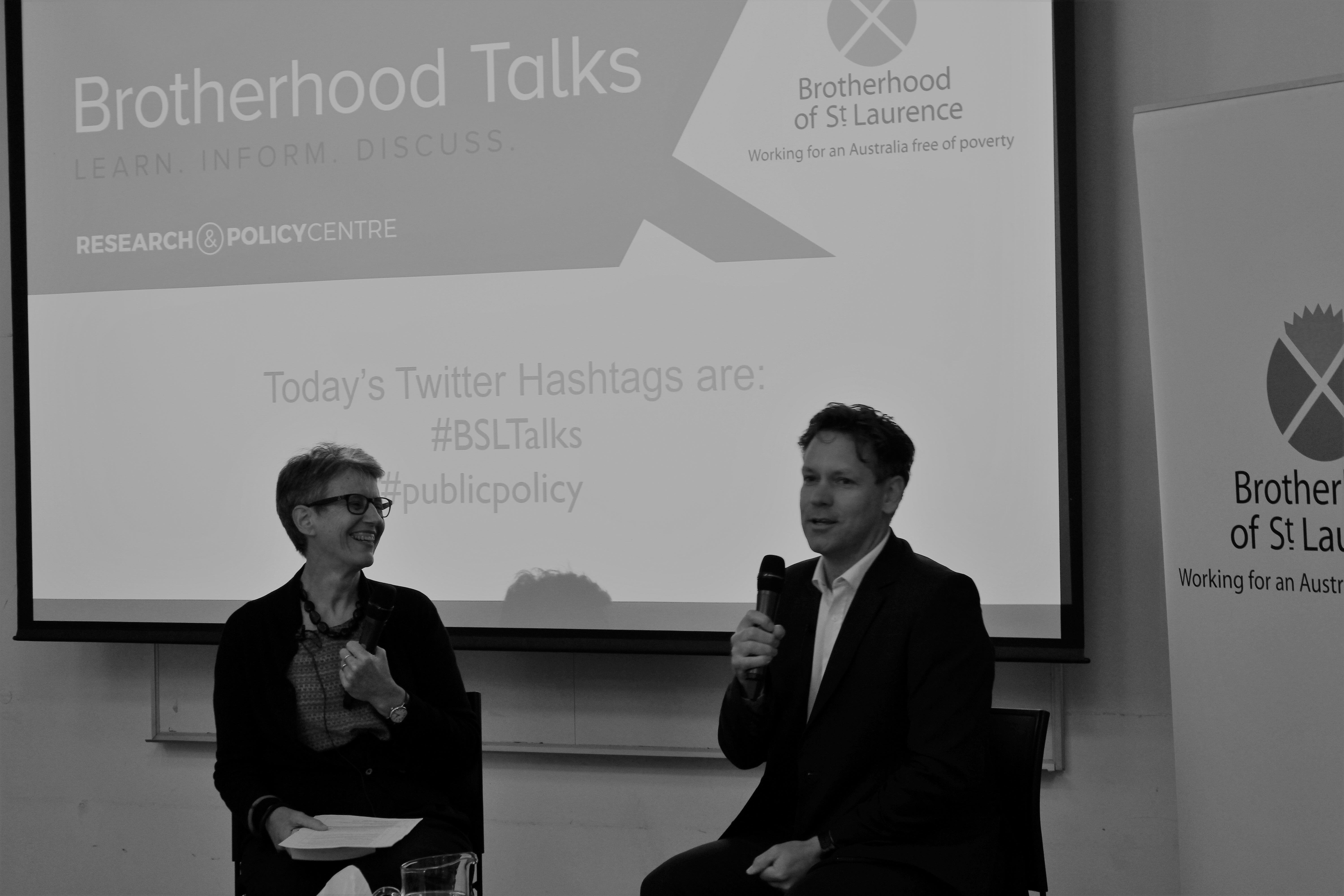 Shelley Mallett and Andrew Weir talking