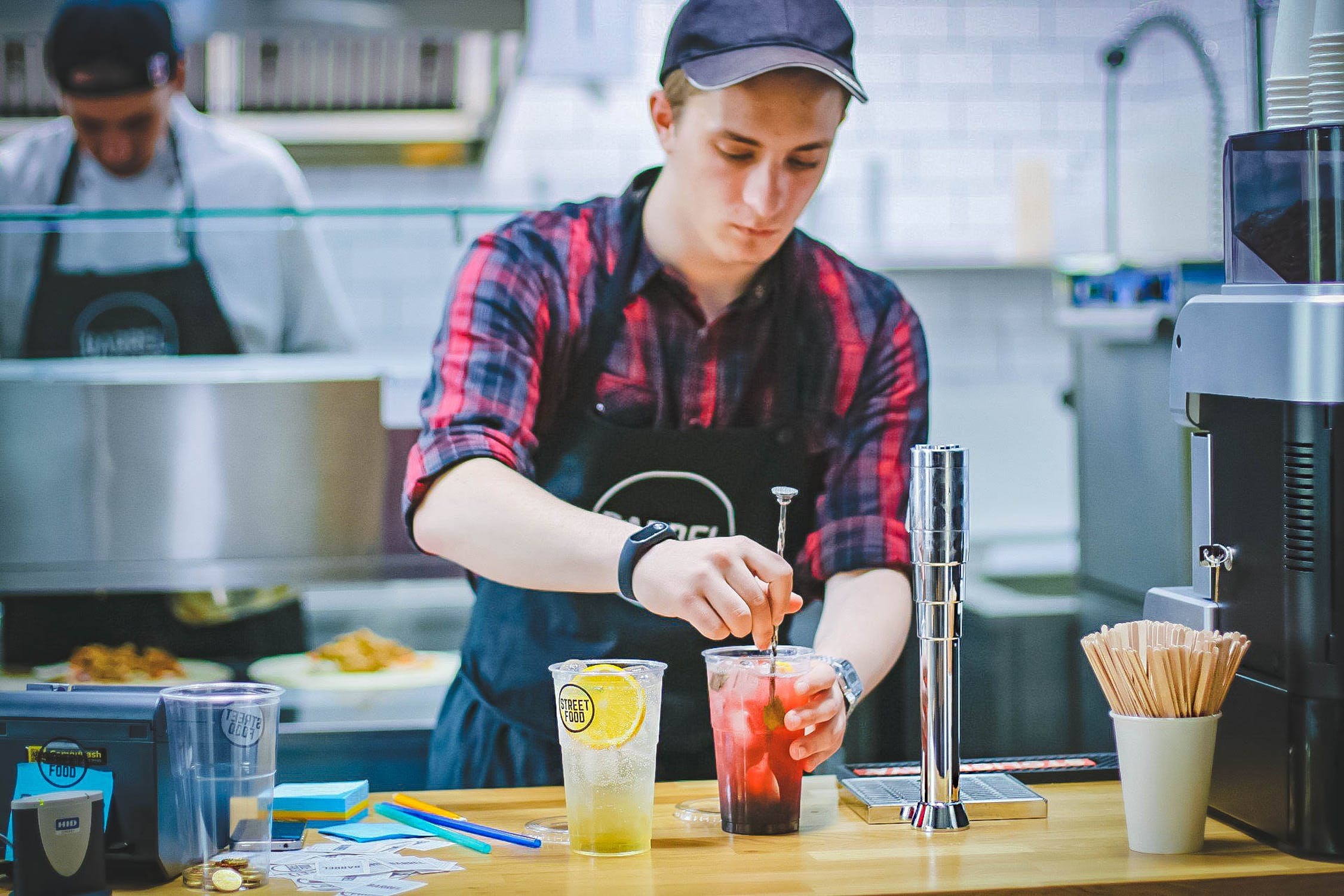 Barista preparing a drink