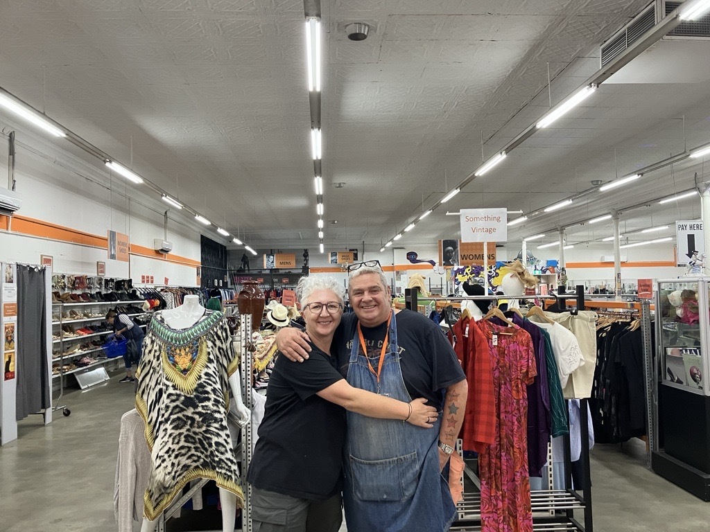 From left to right, BSL’s Moonee Ponds retail assistant Karmila   with long-time volunteer, Murray.