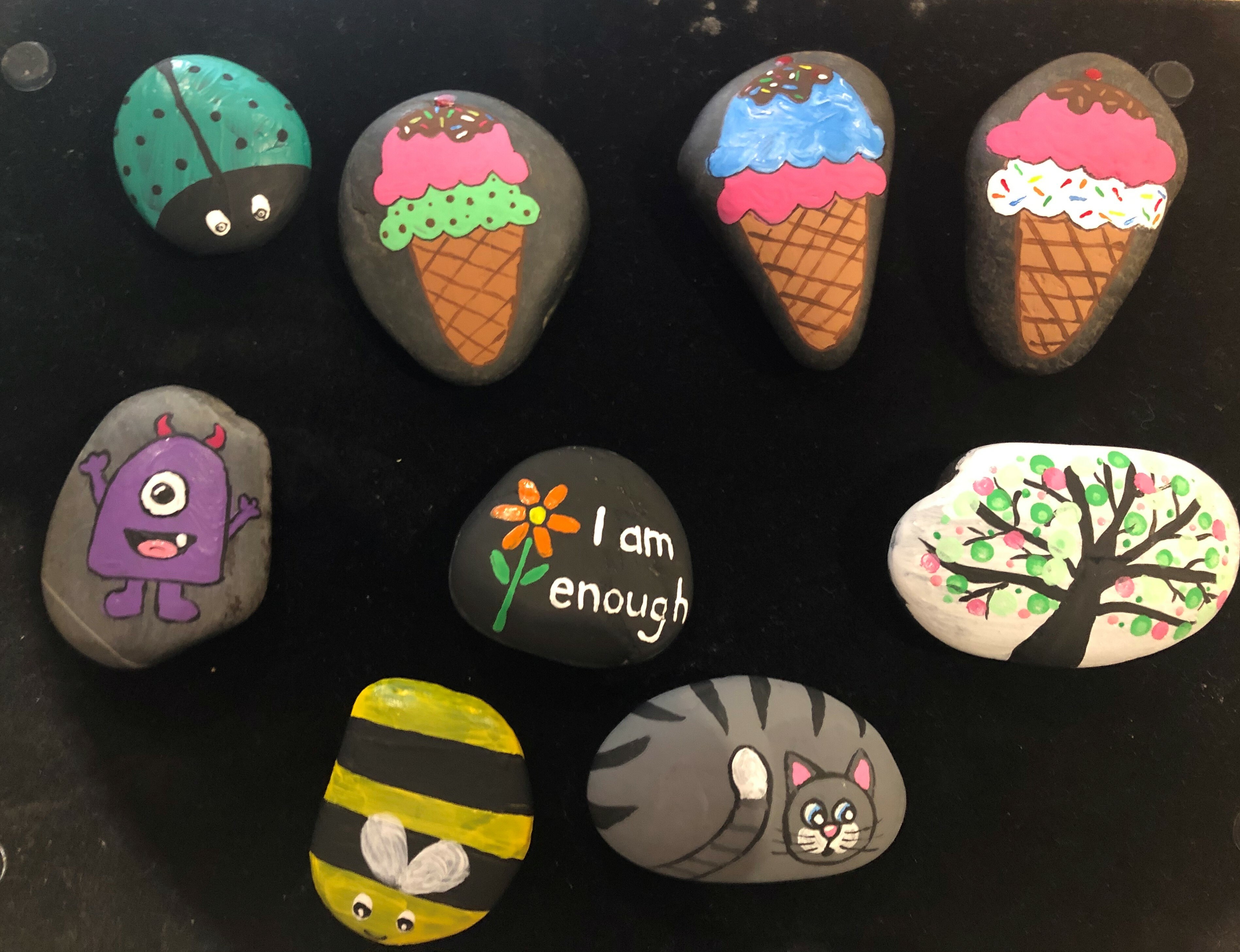 Tracey has been hand-painting rocks as a way to engage with her local community during lockdown.
