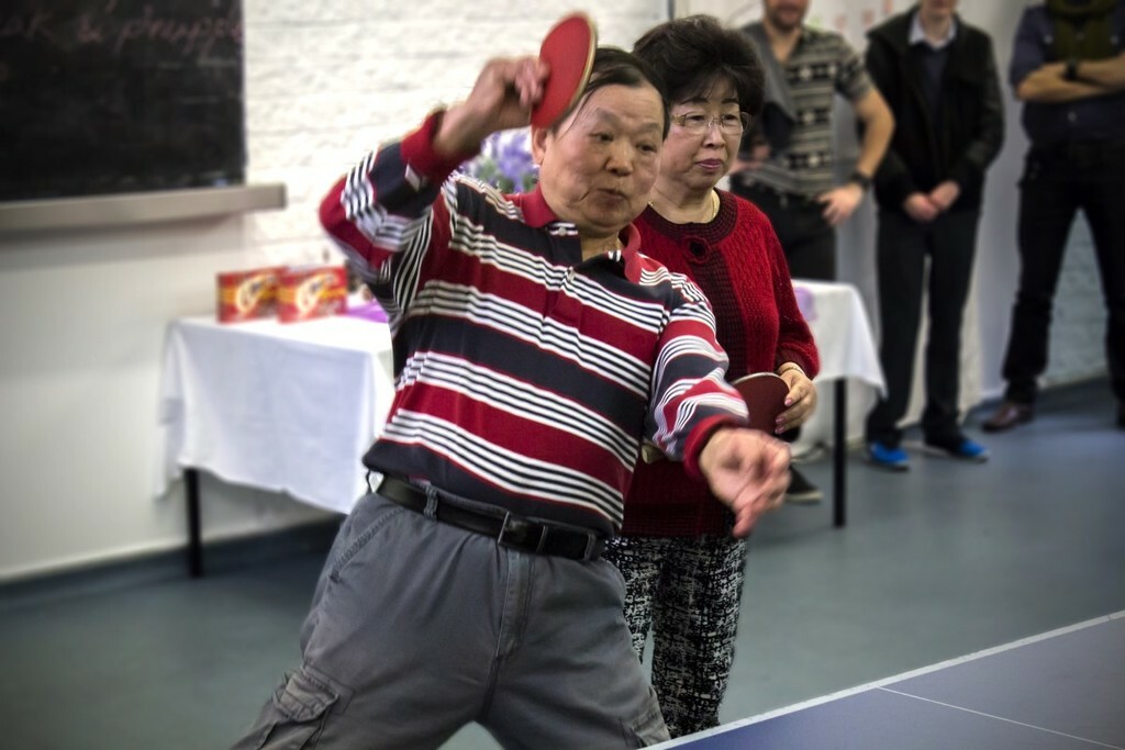 Member playing table tennis at the Coolibah Centre