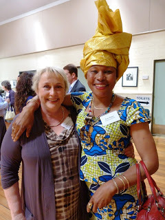 Two participants hugging