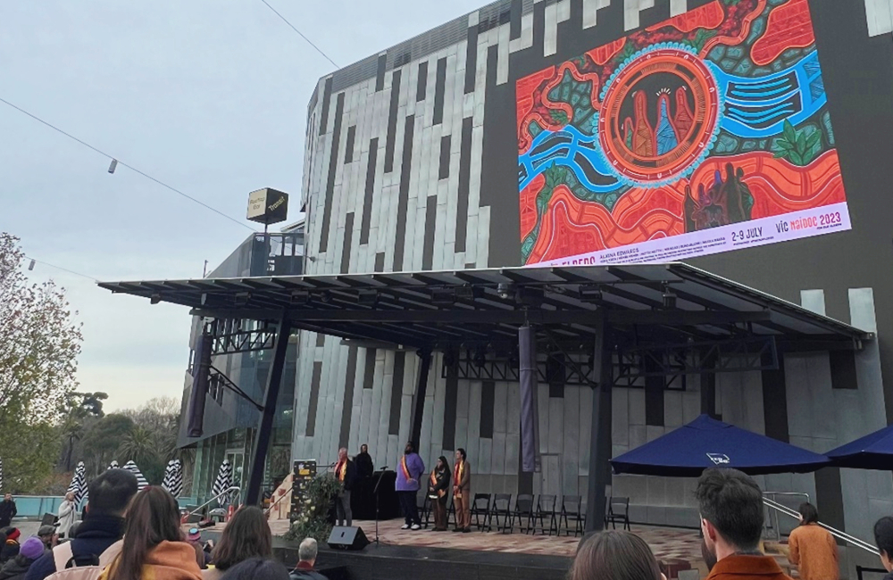 NAIDOC Flag raising at Federation Square.