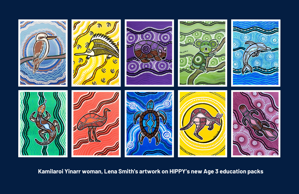 Kamilaroi Yinarr woman, Lena Smith's artwork on HIPPY's new Age 3 education packs