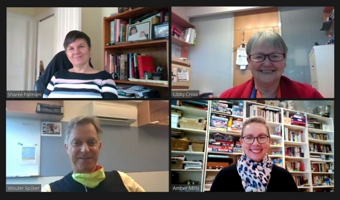 Above: BSL Critical Interim Support program staff top left to right: Case Manager, Sharee; BSL Project Officer Libby. Case Manager, Wouter, and Senior Research Fellow, Amber.