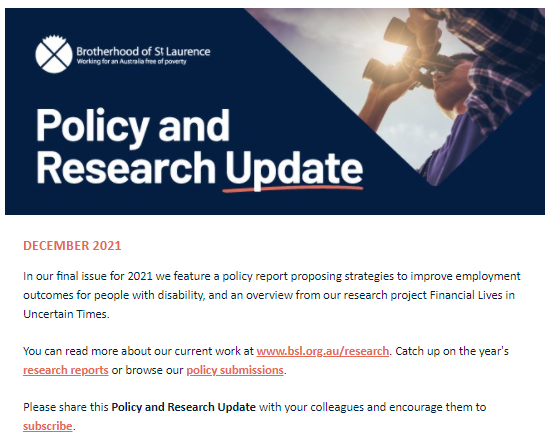 Policy and Research Update December 2021 enewsletter
