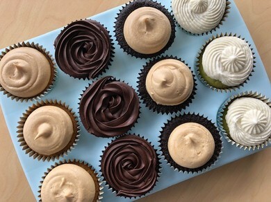 Tray of cupcakes