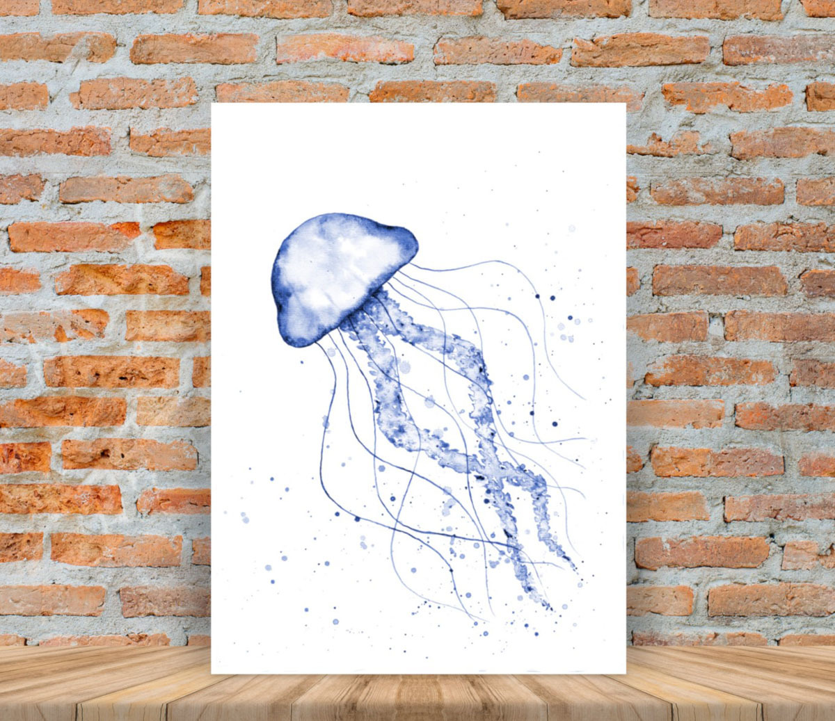 Jellyfish illustration in blue and white